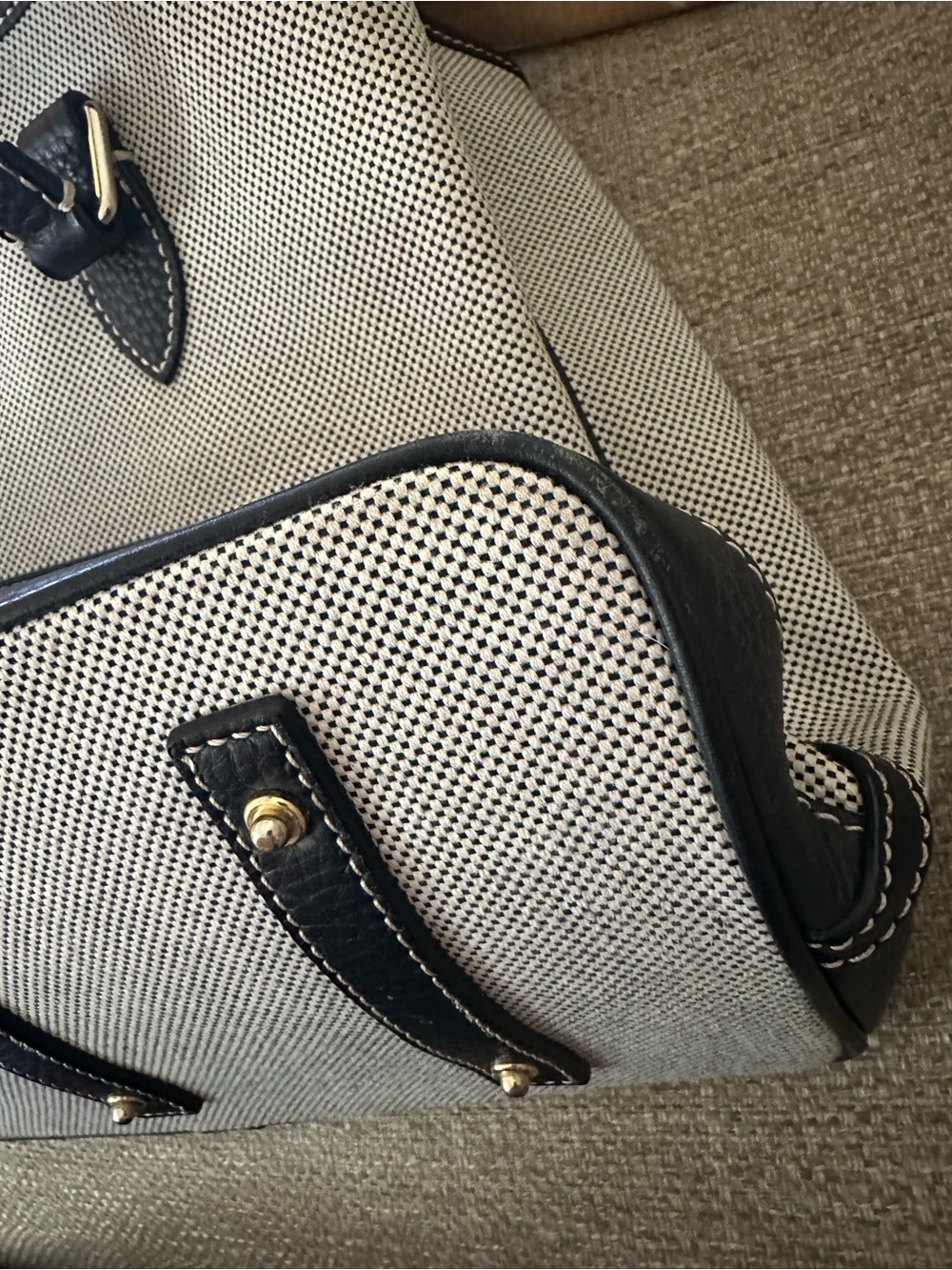 Dooney & Bourke Cabriolet Woven Shopper Tote Black White Leather Trim - Picture 14 of 16